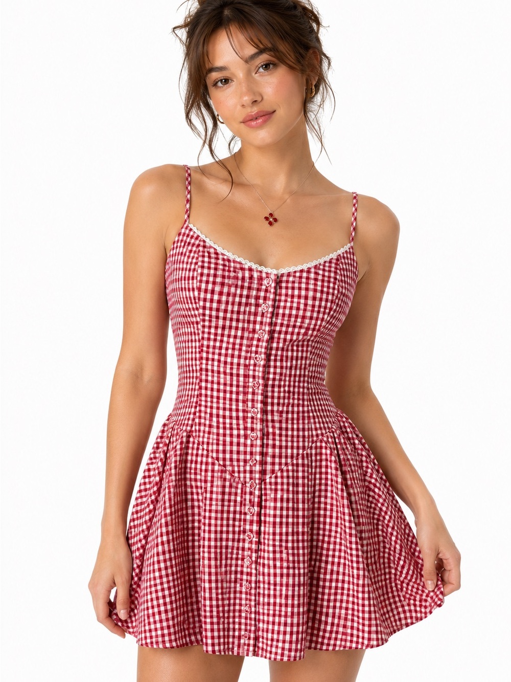 Princesses Polly Red Gingham Mini Dress Cottagecore Picnic Dress US 4